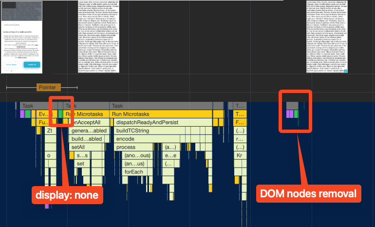 Screenshot of DevTools showing style recalc and layout get moved to a later task